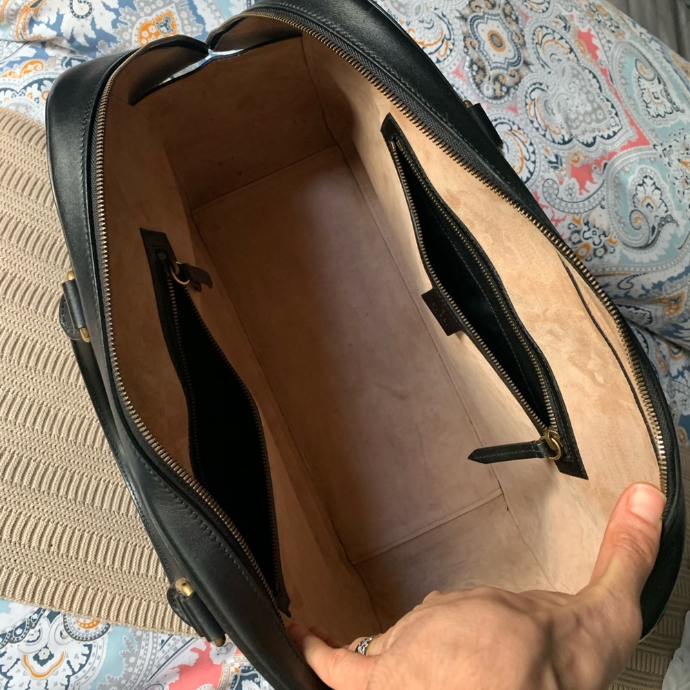 Gucci black leather Rajah tiger top handle tote overnight bag weekender - Picture 11 of 16